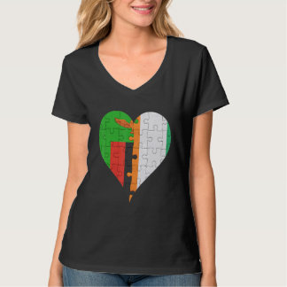 Zambian Ivorian Flagga Heart T Shirt