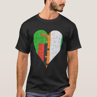 Zambian Ivorian Flagga Heart T Shirt