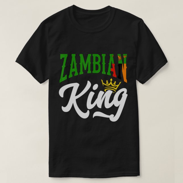 Zambian Kung Zambia Zambian Zambia Flagga T-Shirt  (Design framsida)