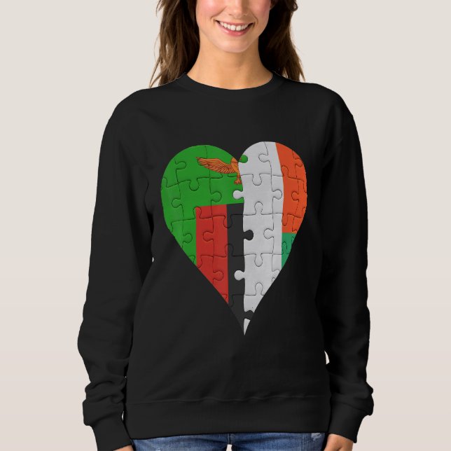 Zambian Malagasy Flagga Heart T Shirt (Framsida)