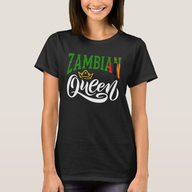 Zambian Queen Zambian Zambia Zambia Flagga T Shirt (Framsida)