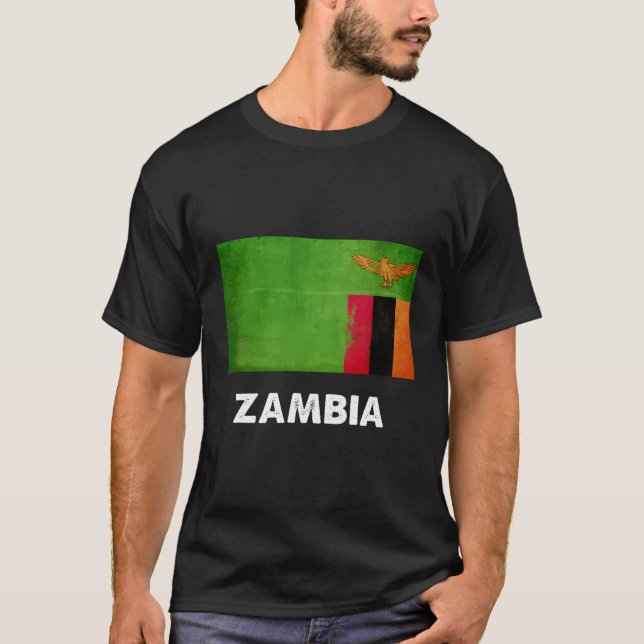 Zambian Zambia Flagga T Shirt (Framsida)
