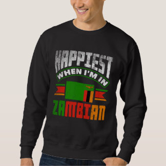 Zambian Zambia Zambisk Flagga Lyckligast När Jag Ä Lång Ärmad Tröja