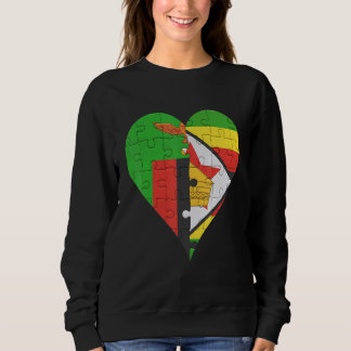 Zambian Zimbabwe Flagga Heart T Shirt