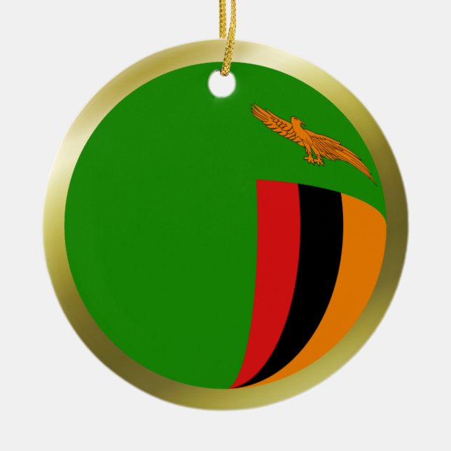Zambias flaggprydnad julgransprydnad keramik (Framsidan)