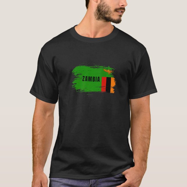 Zambias nationella Afrika flagga Öster T Shirt (Framsida)