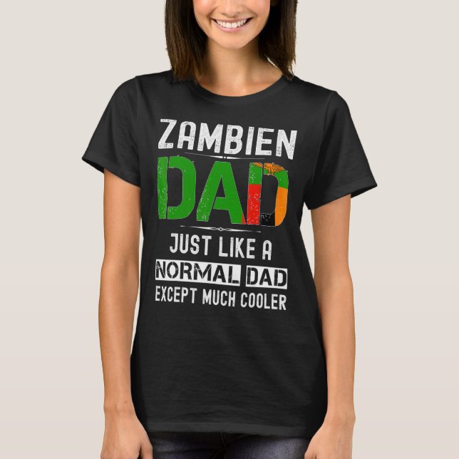 Zambien Pappa Fars dag Zambia Flagga födelsedag T Shirt (Framsida)