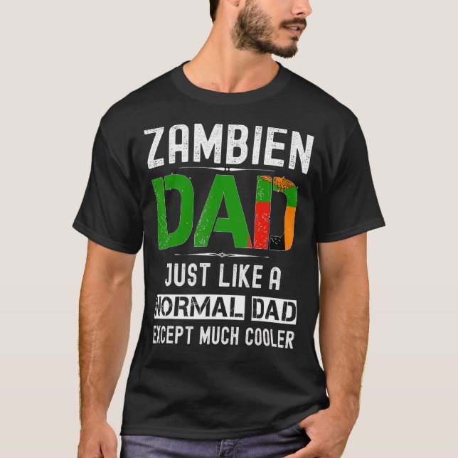 Zambien Pappa Fars dag Zambia Flagga födelsedag T Shirt (Framsida)
