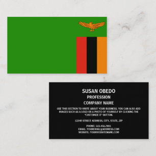 Zambiska Flagga, Flagga Zambia Visitkort