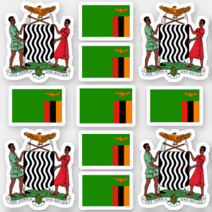 Zambiska nationalsymboler/Jackande av arm och flag Klistermärken