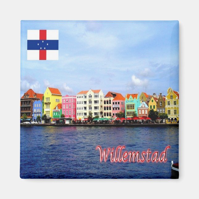 zAN003 WILLEMSTAD, Nederländska Antillerna, Fridge Magnet (Framsidan)