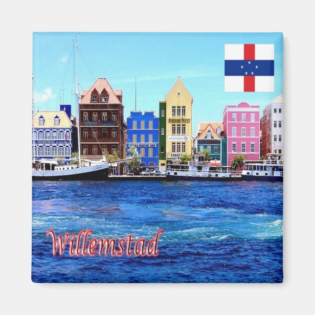 zAN005 WILLEMSTAD, Nederländska Antillerna, Fridge Magnet (Framsidan)