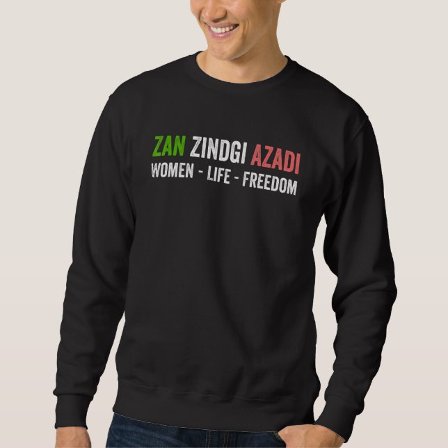 Zan Zindgi Azadi Kvinnor Liv Frihet Lång Ärmad Tröja (Framsida)