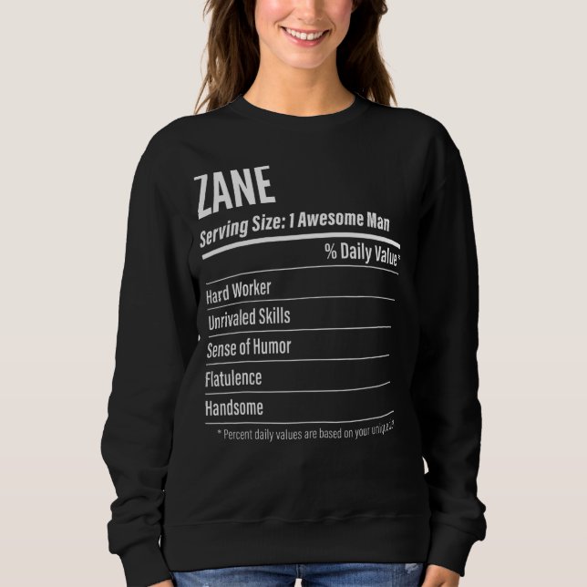 Zane betjänar Storleka kalorier för näringsvärdese T Shirt (Framsida)