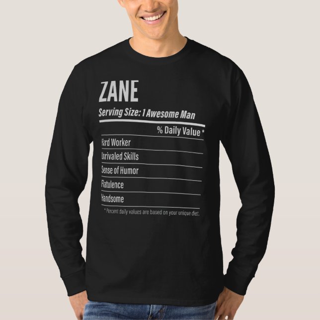 Zane betjänar Storleka kalorier för näringsvärdese T Shirt (Framsida)