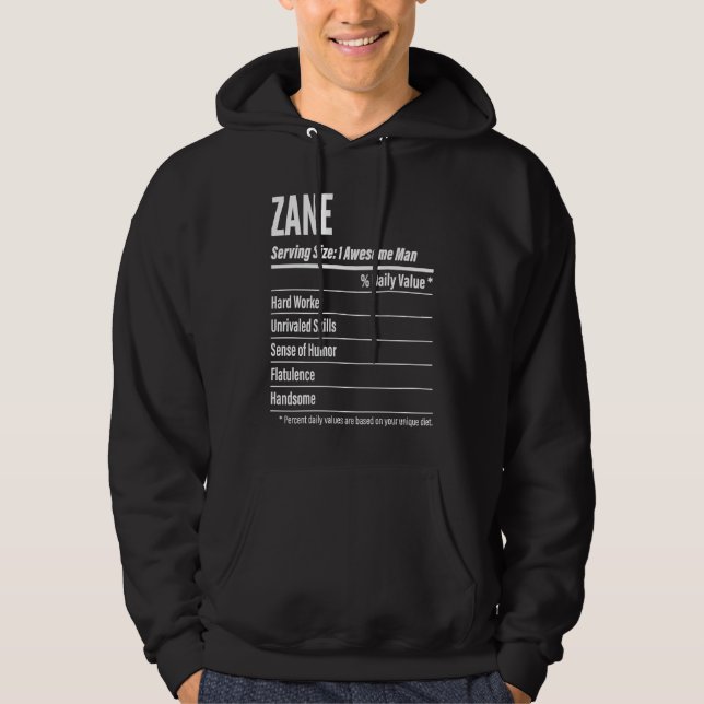 Zane  Nutritional Facts Serving Size Calories Hoodie (Framsida)