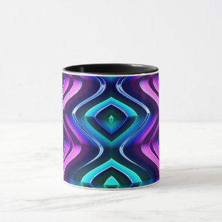 ~ Zany 3D Fractal ~ Lila Aqua Black ~ Mugg