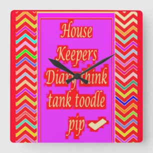 ZANY ART DESIGN with HOUSEKEEPER ORD Fyrkantig Klocka