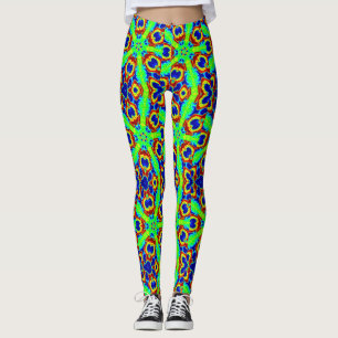 zany neon grönt stars mönster leggings