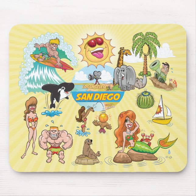 Zany San Diego Tecknad Mouse Pad Musmatta (Framsidan)