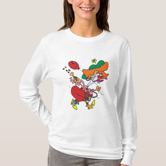 Zany Woman Running Clown T Shirt (Framsida)