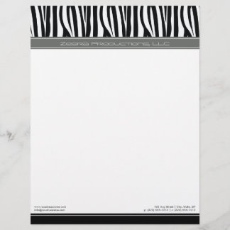 Zany Zebra Grått Customized Designer Letterhead Brevhuvud
