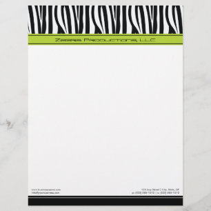 Zany Zebra Lime Custom Designer Letterhead Brevhuvud