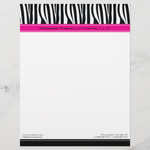Zany Zebra-Shock rosa Anpassad designerletterhead Brevhuvud