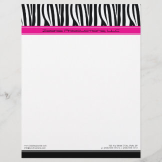 Zany Zebra-Shock rosa Anpassad designerletterhead Brevhuvud