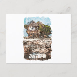 Zanzibar Afrika Vattenfärg Vykort