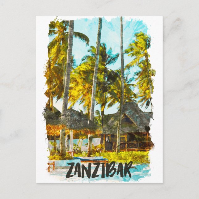 Zanzibar Afrika Vintage resor Illustration Vykort (Framsida)