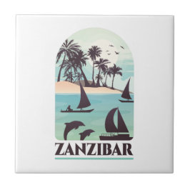 Zanzibar-Afrikans Vintage Kakelplatta