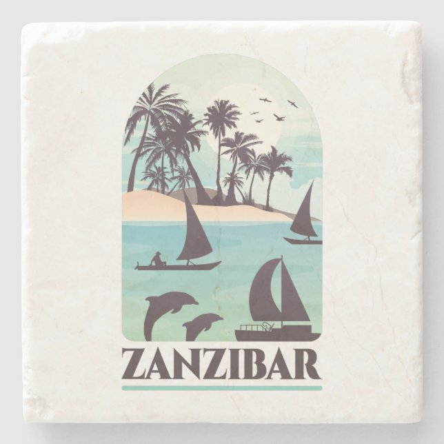 Zanzibar-Afrikans Vintage Stenunderlägg (Framsidan)