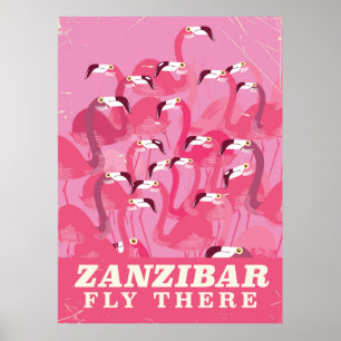 Zanzibar Fly där reseaffisch vintage stil Poster