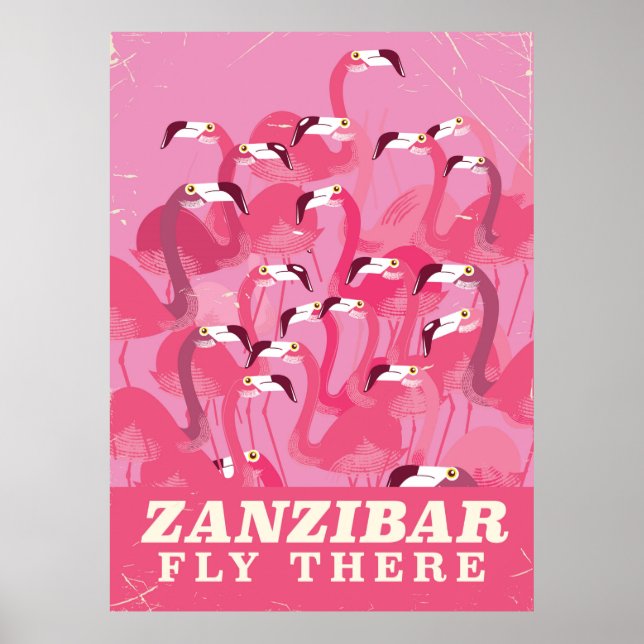 Zanzibar Fly där reseaffisch vintage stil Poster (Framsidan)