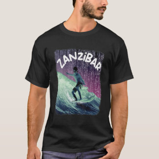 Zanzibar Nerd Surfing Beach Palm trees Vacation T Shirt