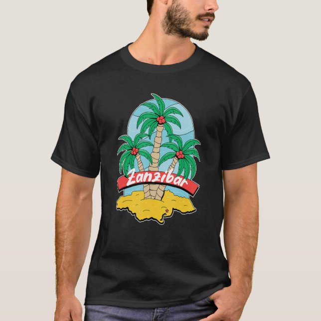 Zanzibar Palm Beach Surfing Souvenir Beach Vacatio T Shirt (Framsida)