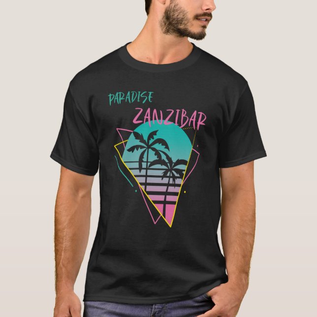 Zanzibar Paradise Palm tree Beach Vacation Ocean S T Shirt (Framsida)