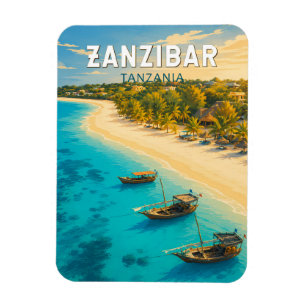 Zanzibar Tanzania Illustration Resa Konst Vintage Magnet