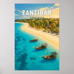 Zanzibar Tanzania Illustration Resa Konst Vintage Poster