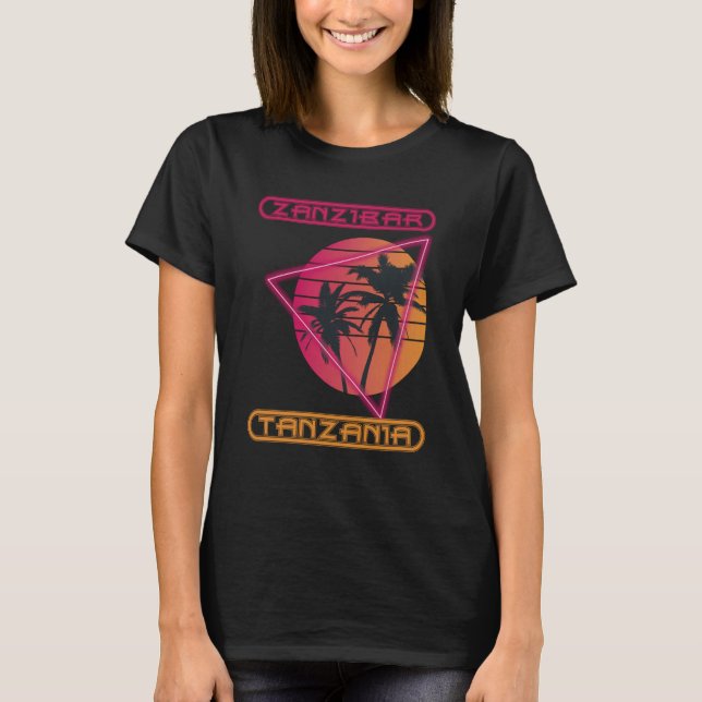 Zanzibar Tanzania Retro Palm tree Ocean Vacation S T Shirt (Framsida)