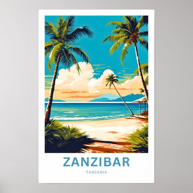 Zanzibar Tanzania Travel Skriv ut Poster (Framsidan)