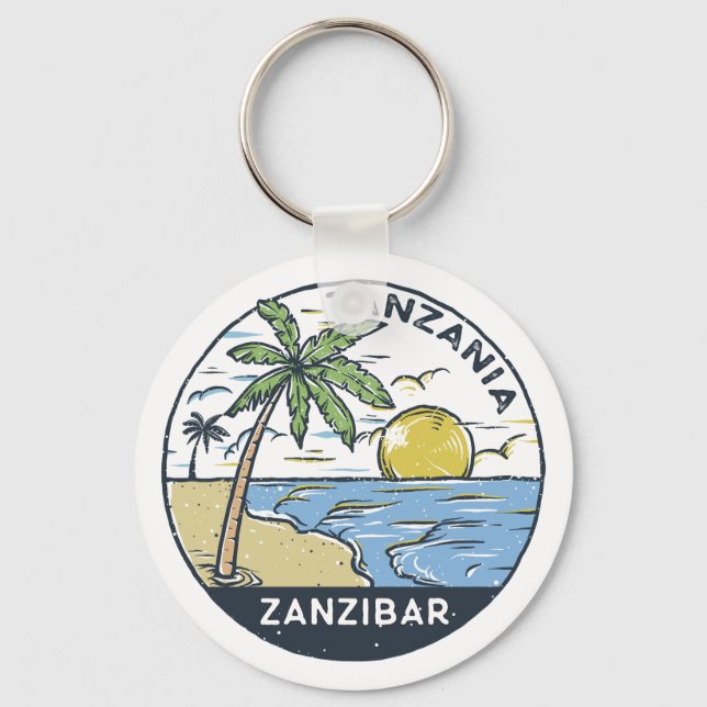 Zanzibar Tanzania Vintage Nyckelring (Framsida)