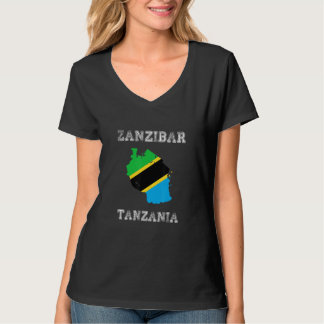 Zanzibar Tanzania Vintage Tanzania Flag Map Design T Shirt