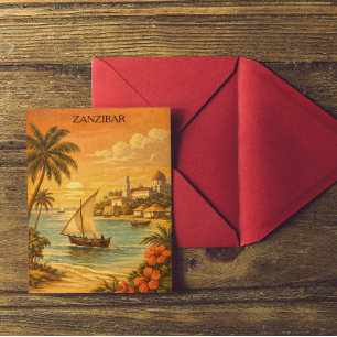 Zanzibar Tropisk Vintage Resekonst Vykort