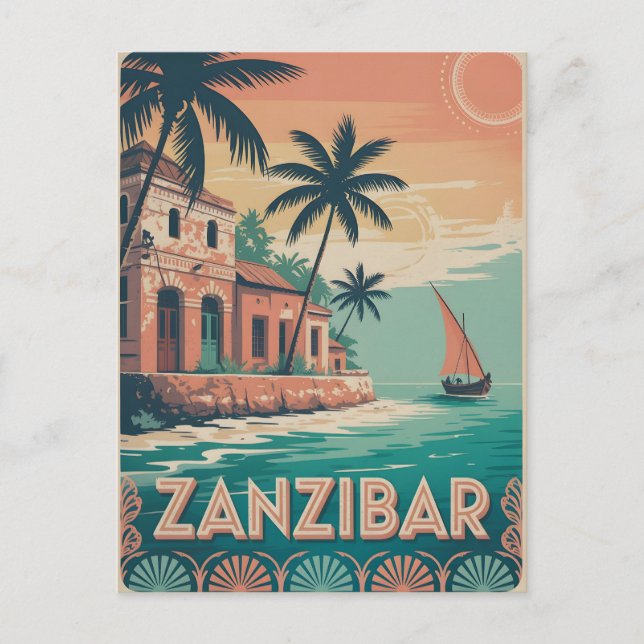 Zanzibar vintage vykort (Framsida)
