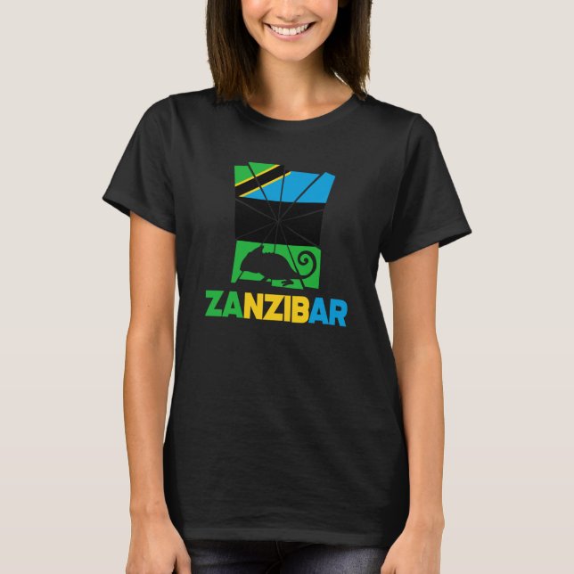 Zanzibar Zanzibari Zanzibar Flagga Chameleon Anima T Shirt (Framsida)