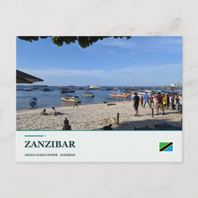 Zanzibars Indiska Ocean-kust Vykort (Framsida)