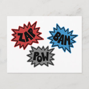 ZAP BAM POW Tecknad Ljud FX - Original Vykort