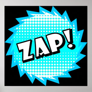 Zap onomatopoeia som används i tecknad kultur poster